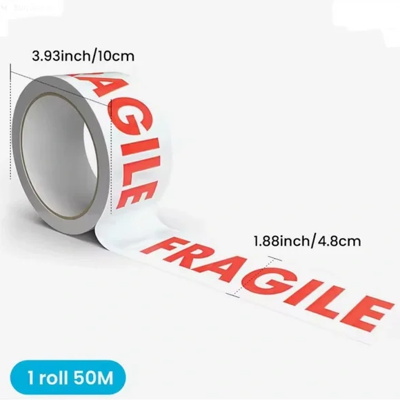 Red and White Fragile Tape Roll - Picture 5 of 6